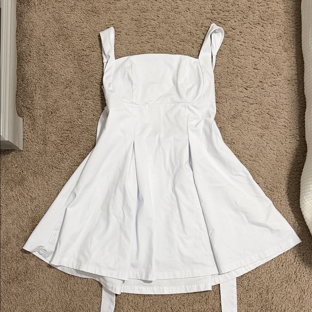 Women’s White Square Neck A-Line Dress